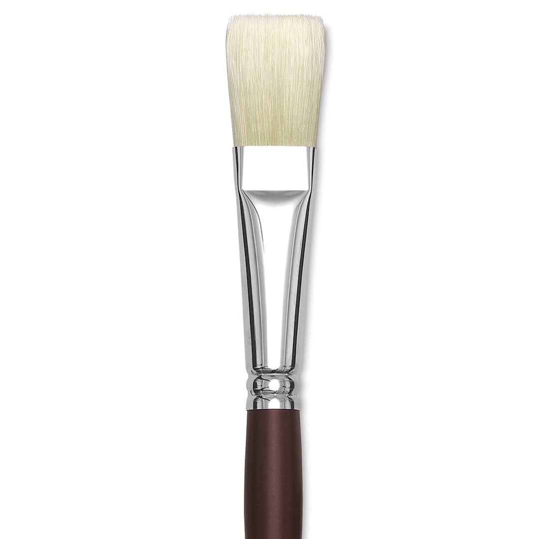 Open in modal - Silver Brush Silverstone Premium White Hog Bristle Brush - Flat, Long Handle, Size 12 close up