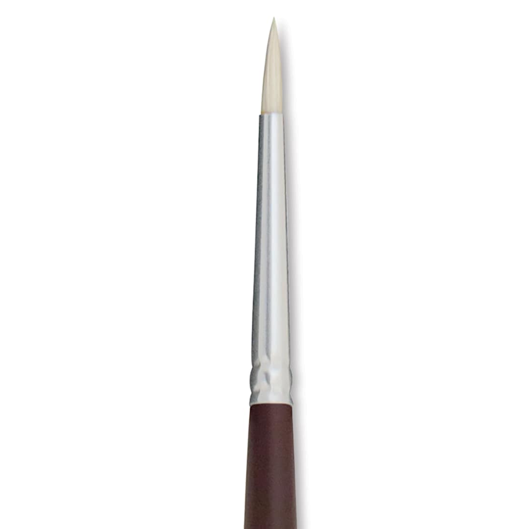 Open in modal - Silver Brush Silverstone Premium White Hog Bristle Brush - Round, Long Handle, Size 1 close up