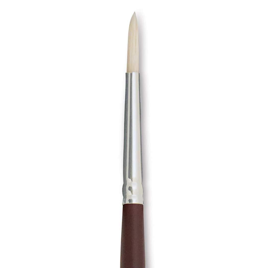 Open in modal - Silver Brush Silverstone Premium White Hog Bristle Brush - Round, Long Handle, Size 2 close up