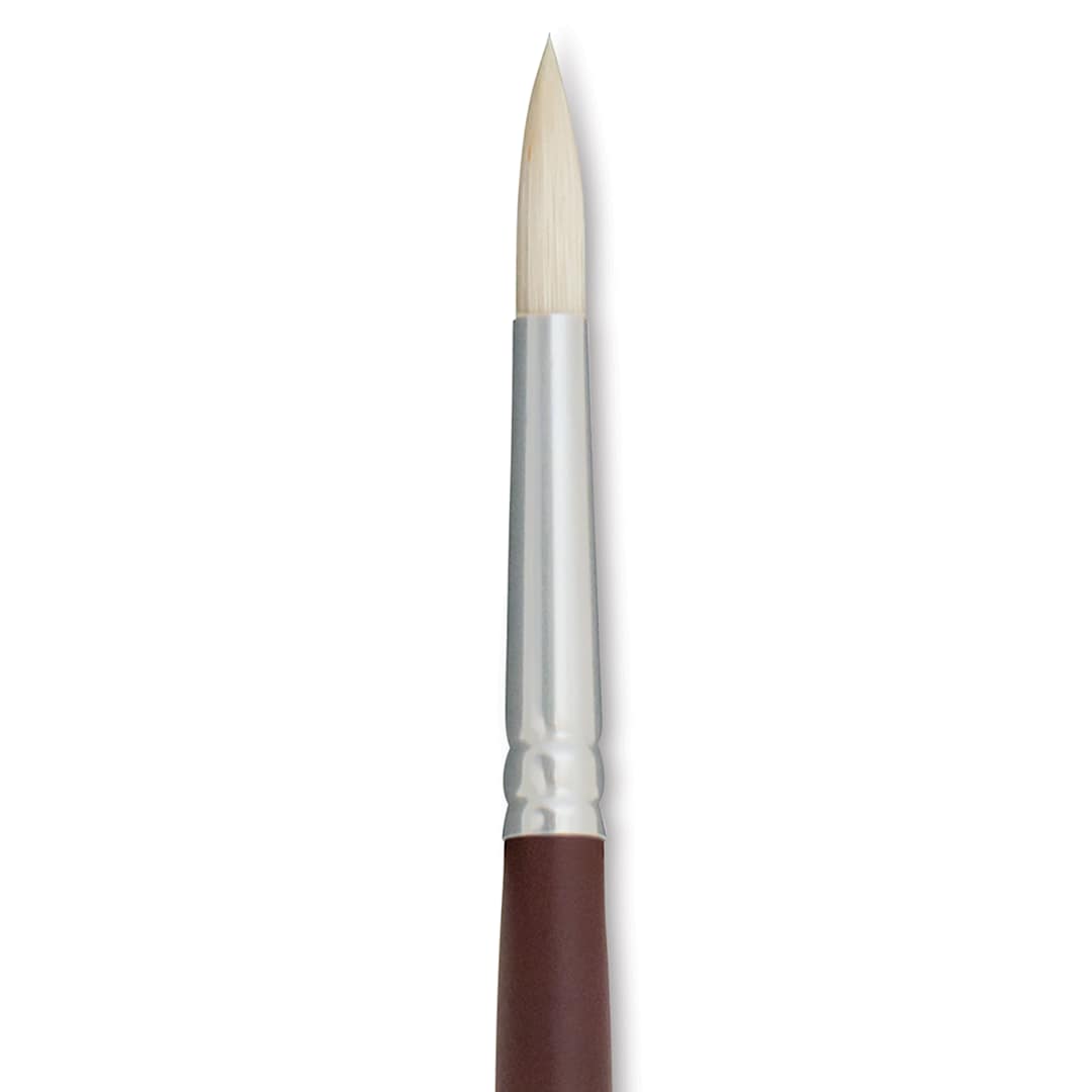 Open in modal - Silver Brush Silverstone Premium White Hog Bristle Brush - Round, Long Handle, Size 4 close up