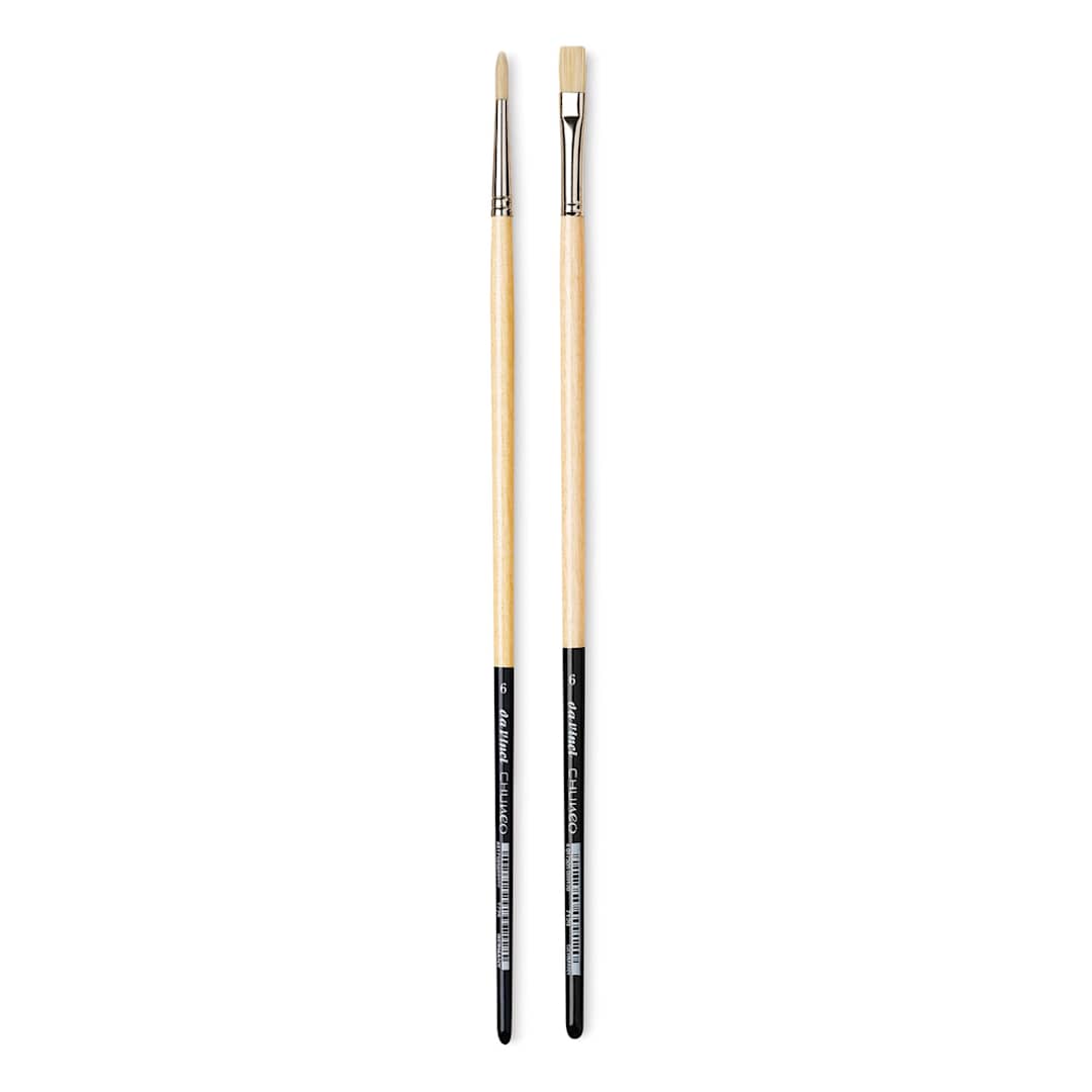 Open in modal - Da Vinci Chuneo Synthetic Hog Bristle Brushes - 1 Round, 1 Bright Brush shown