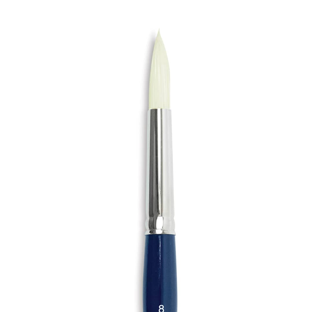Open in modal - Silver Brush Bristlon Stiff White Synthetic Brush - Round, Size 8, Short Handle (close-up)
