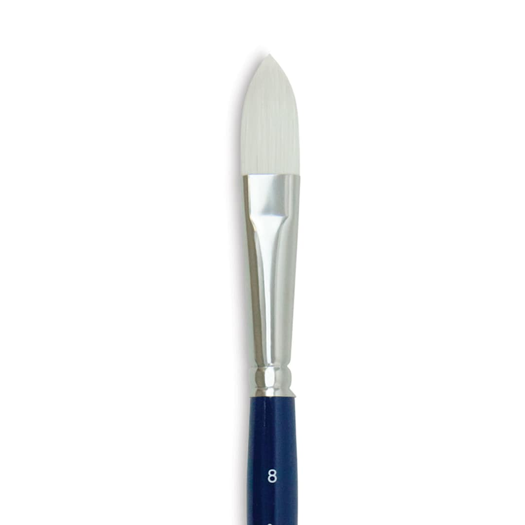Open in modal - Silver Brush Bristlon Stiff White Synthetic Brush - Cat's Tongue, Size 8, Short Handle (close-up)