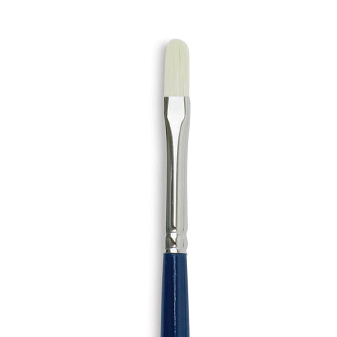 Open in modal - Silver Brush Bristlon Stiff White Synthetic Brush - Filbert, Size 2, Short Handle (close-up)