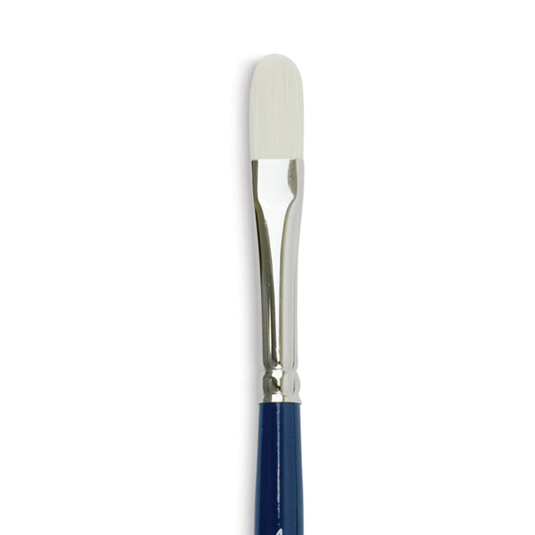 Open in modal - Silver Brush Bristlon Stiff White Synthetic Brush - Filbert, Size 4, Short Handle (close-up)