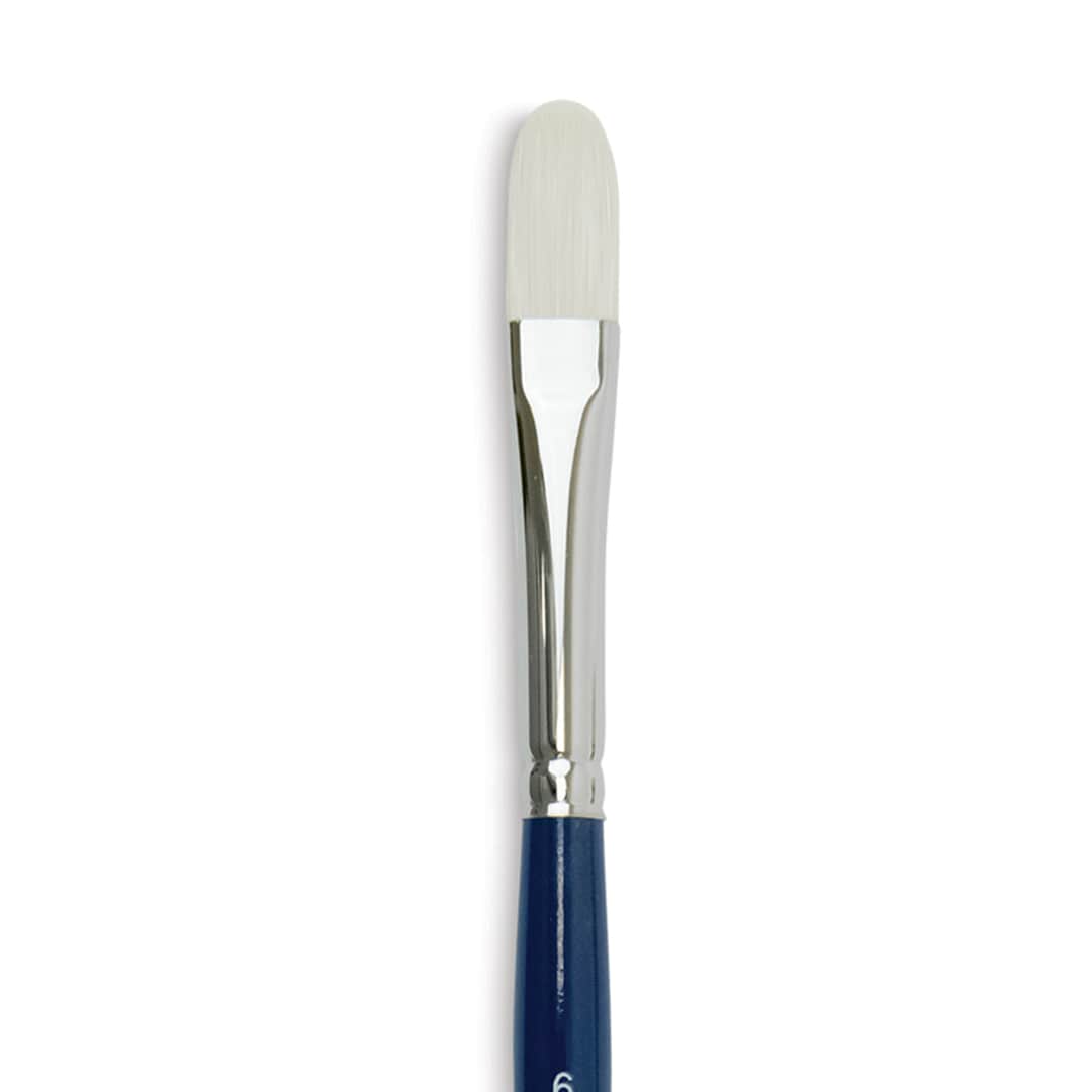 Open in modal - Silver Brush Bristlon Stiff White Synthetic Brush - Filbert, Size 6, Short Handle (close-up)