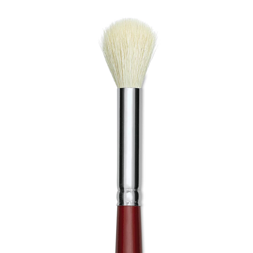 Open in modal - Silver Brush White Goat Silver Mop Brush - Round, Size 10, Short Handle (close-up)