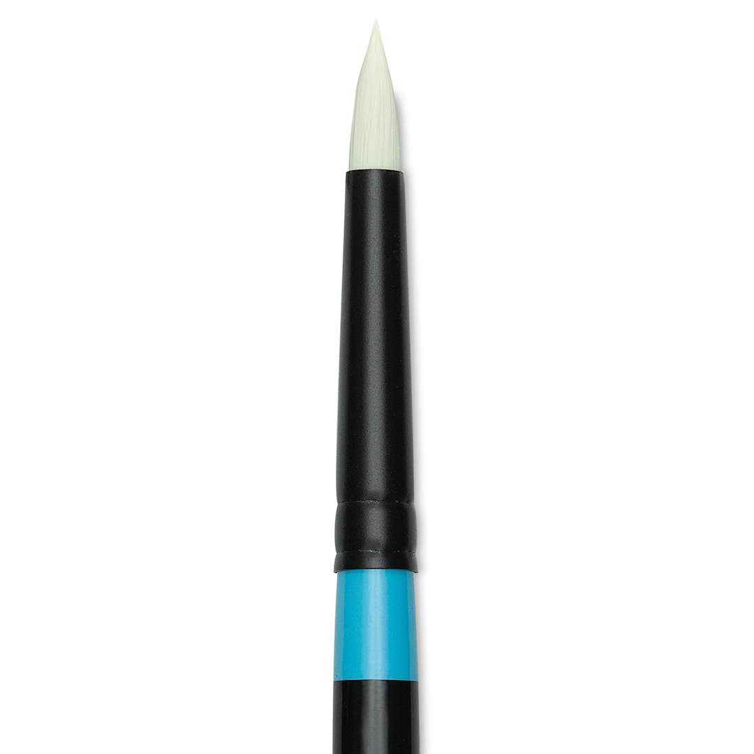 Open in modal - Princeton Series 6500 Aspen Synthetic Brush - Size 4, Short Pointed Round, Long Handle, close-up