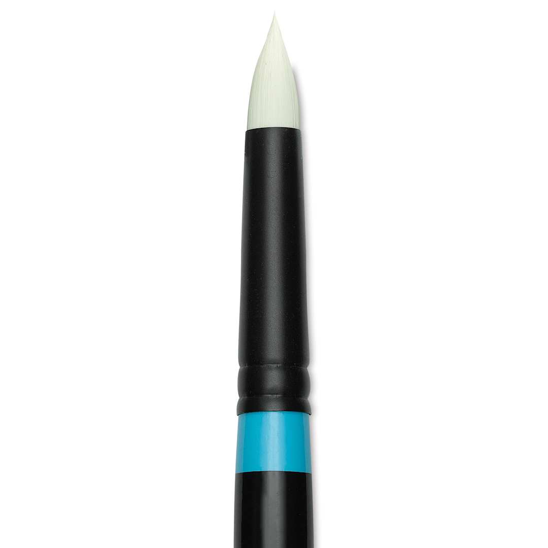 Open in modal - Princeton Series 6500 Aspen Synthetic Brush - Size 8, Short Pointed Round, Long Handle, close-up