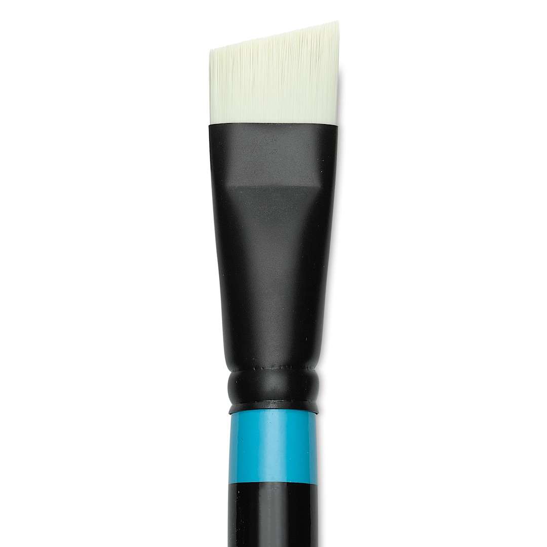 Open in modal - Princeton Series 6500 Aspen Synthetic Brush - Size 12, Short Angle Bright, Long Handle, close-up