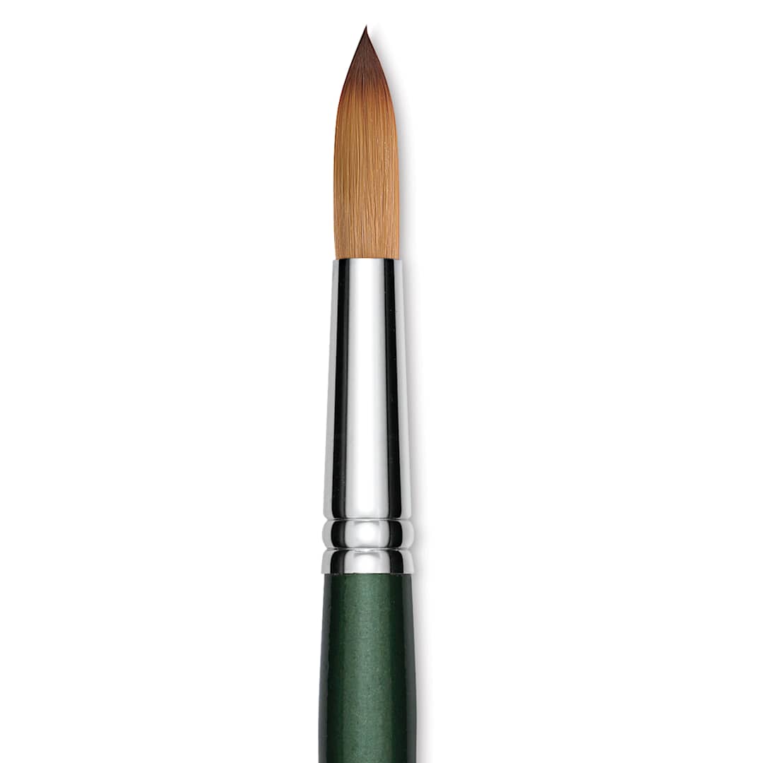 Open in modal - Utrecht Series 6150 Synthetic Golden Taklon Watercolor Brush - Round, Size 18, Short Handle