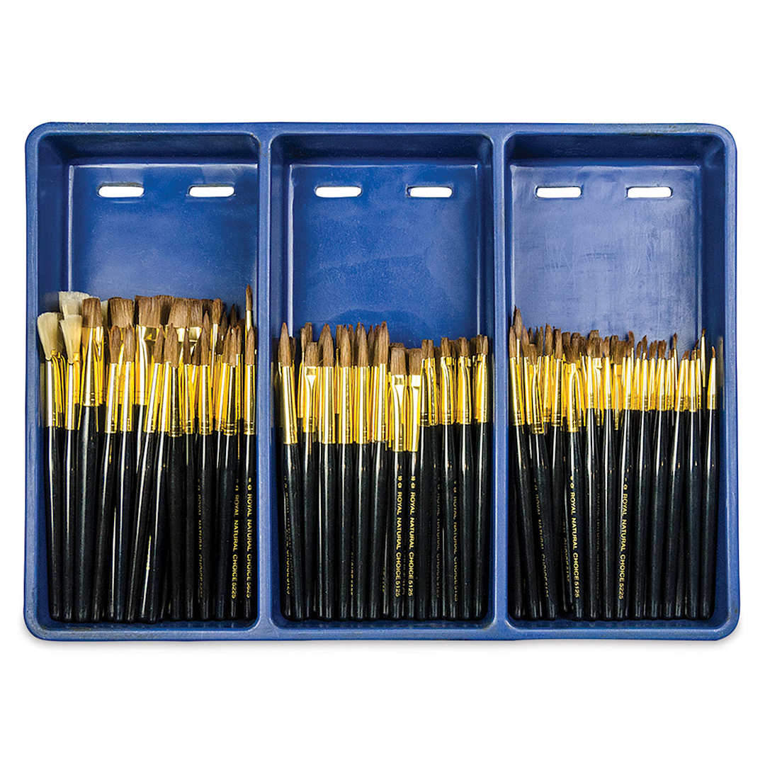 Open in modal - Natural Choice Brush Set - Top view of 144 pc Classroom Set in Storage Tray
