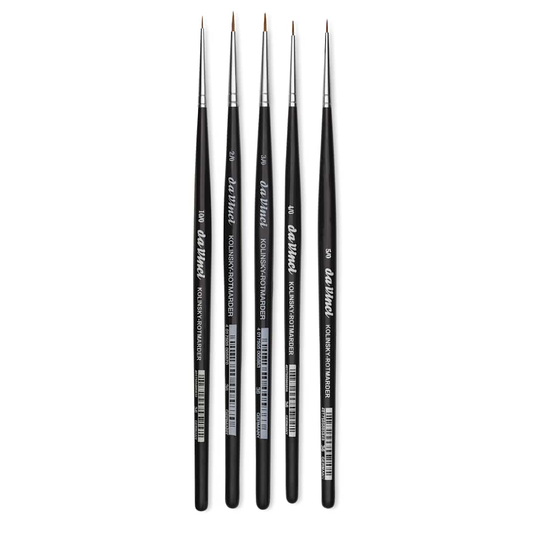 Open in modal - Da Vinci Ussuri Red Sable Watercolor Brushes - Round, Short Handle, Set of 5