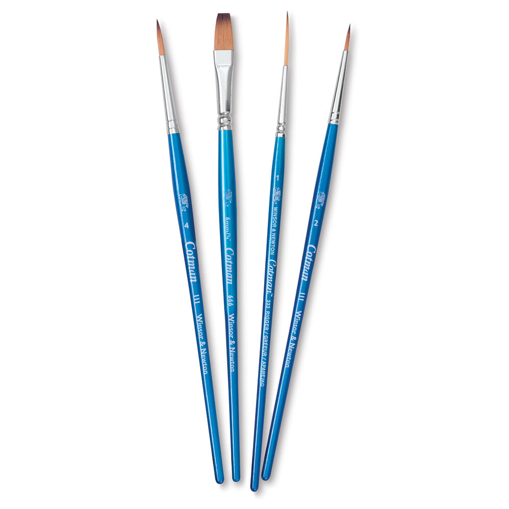 Open in modal - Winsor & Newton Cotman Watercolor Brush Set - Set A, Set of 4, Short Handle