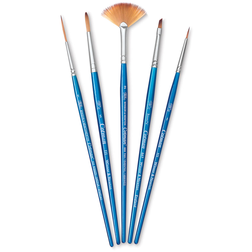 Open in modal - Winsor & Newton Cotman Watercolor Brush Set - Set C, Set of 5, Short Handle