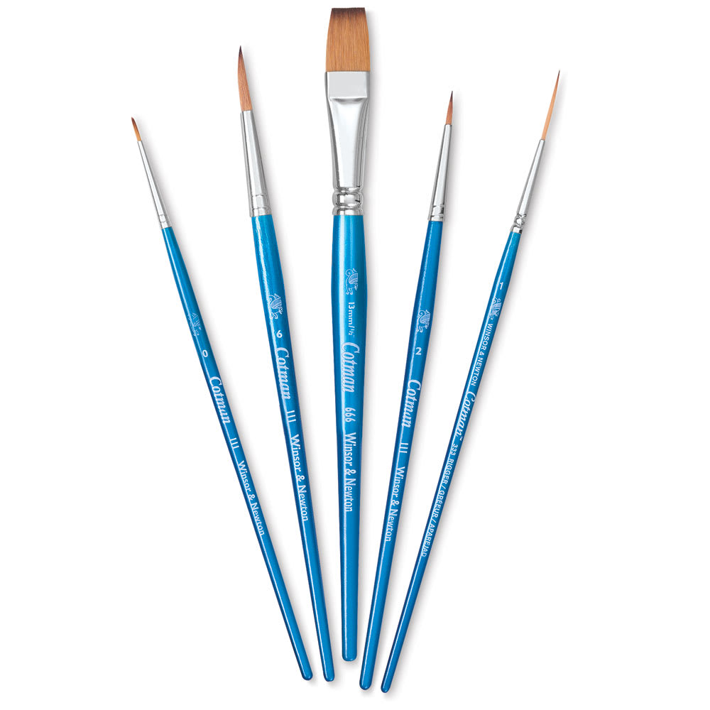 Open in modal - Winsor & Newton Cotman Watercolor Brush Set - Set D, Set of 5, Short Handle