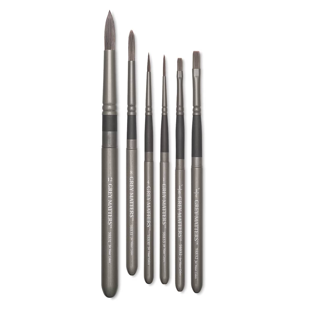 Open in modal - Richeson Grey Matters Pocket Brushes - Several brushes shown upright