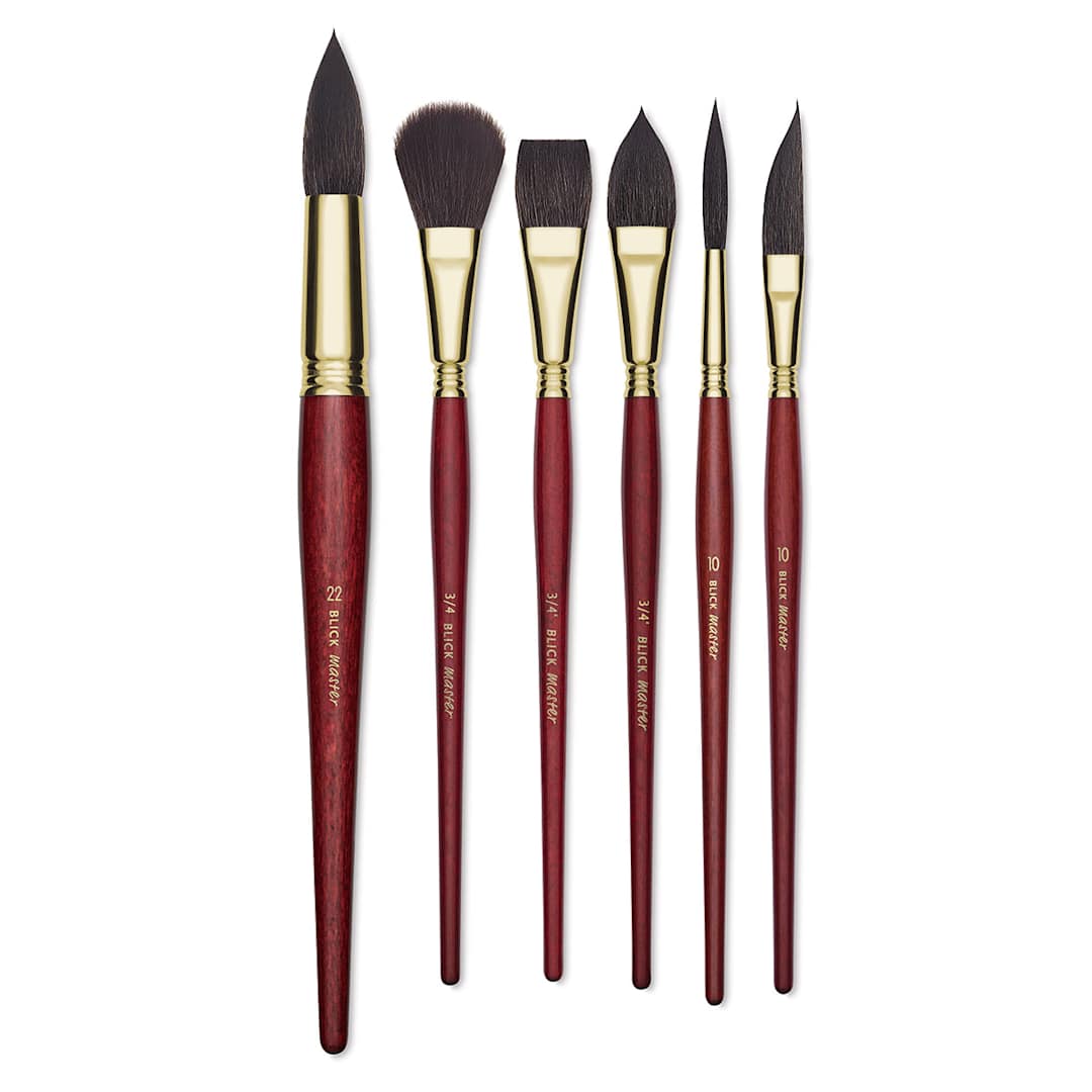 Open in modal - Blick Master Synthetic Squirrel Brushes - 6 styles of Brushes upright
