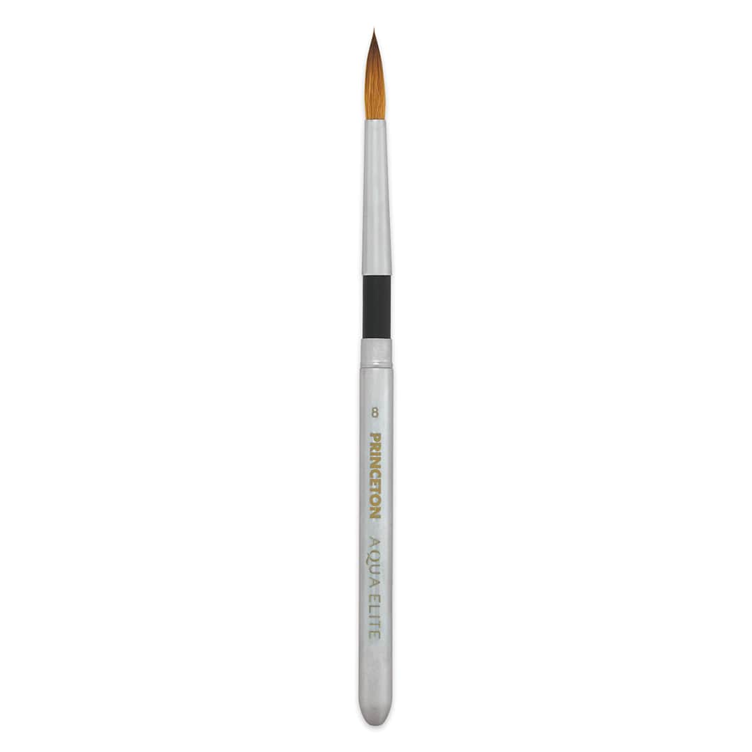 Open in modal - Princeton Aqua Elite Series 4850 Synthetic Brush - Travel Round, Size 8 (cap being used as a handle)