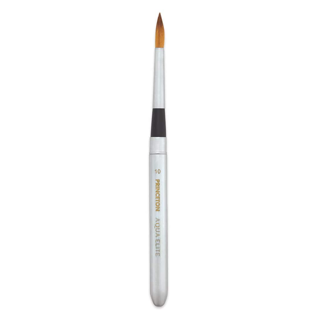 Open in modal - Princeton Aqua Elite Series 4850 Synthetic Brush - Travel Round, Size 10 (cap being used as a handle)