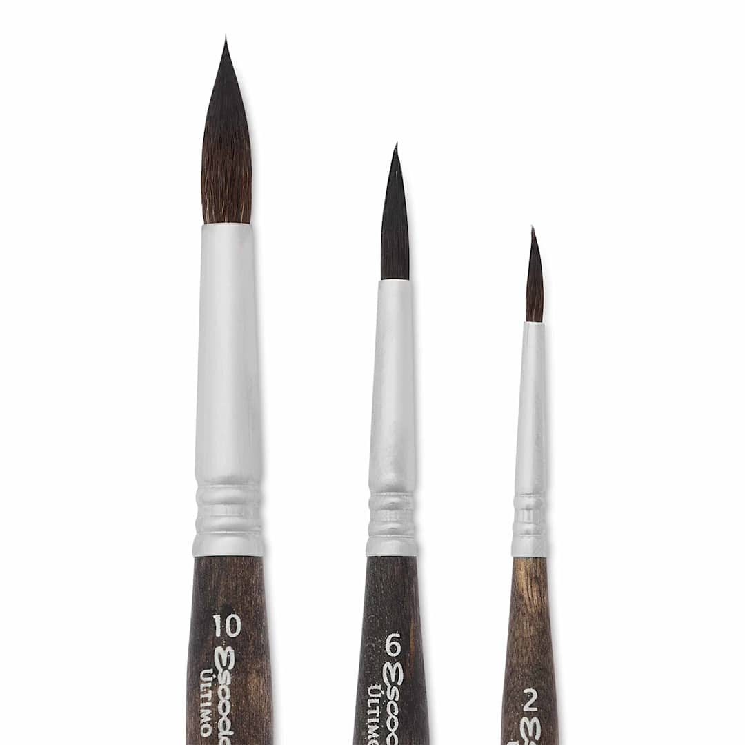 Open in modal - Escoda Último Synthetic Squirrel Travel Brushes - Set of 3, Round, close up