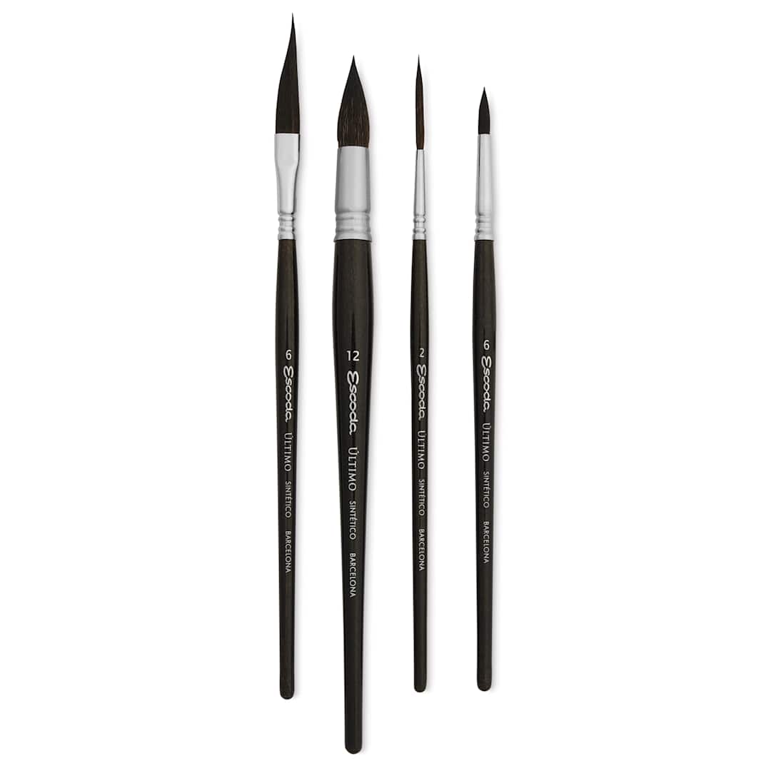 Open in modal - Escoda Último Synthetic Squirrel Brushes - Series 8911 Assorted, Set of 4, laid out