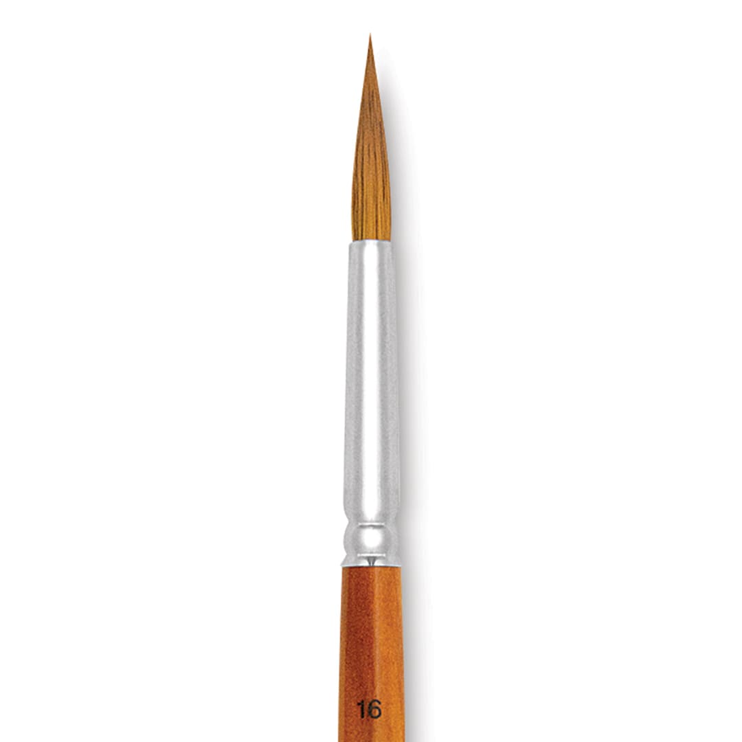 Open in modal - Silver Brush Golden Natural Brush - Ultra Round, Short Handle, Size 16 (close-up)