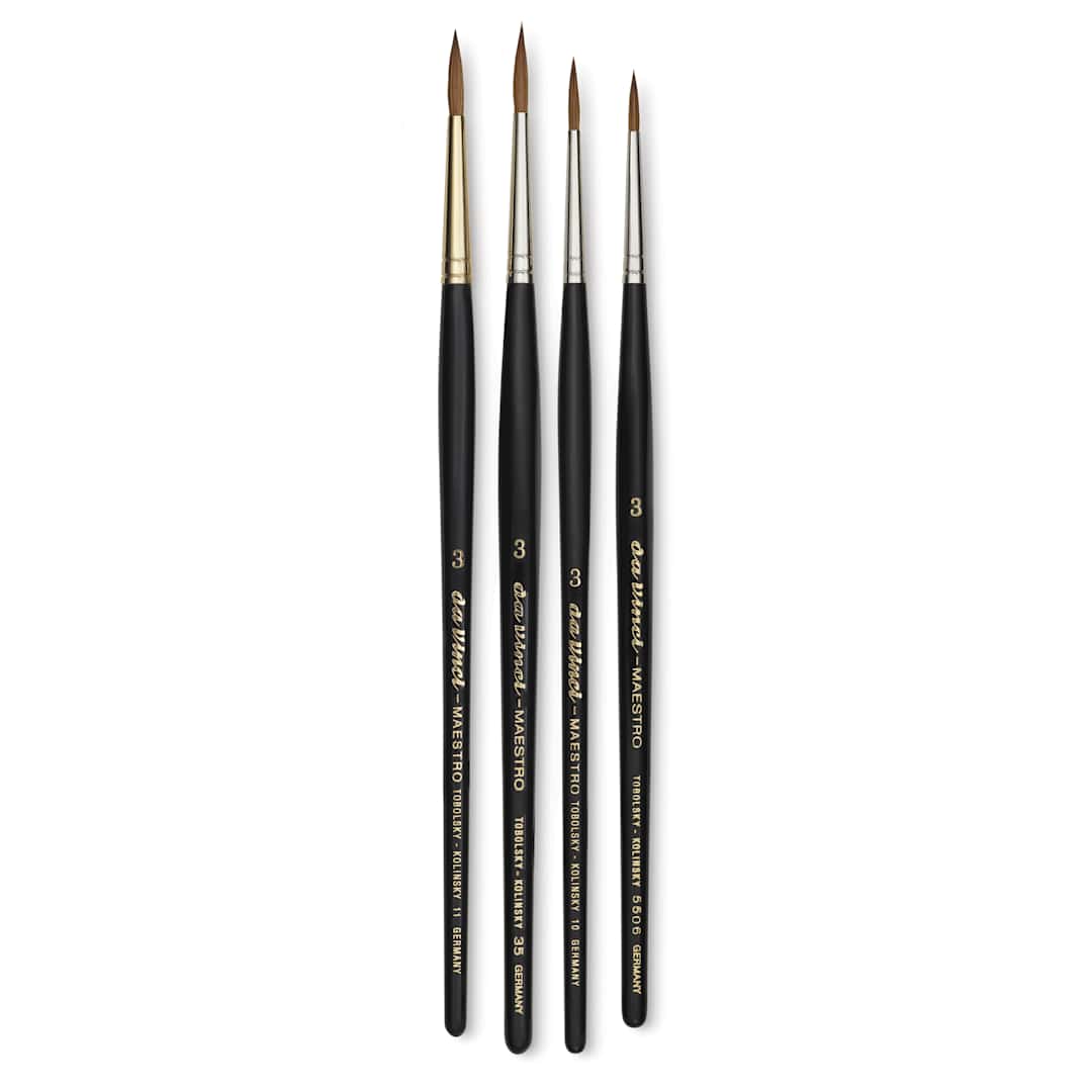 Open in modal - Da Vinci Maestro Kolinsky Brushes - Set of 4, Assorted, Short Handle