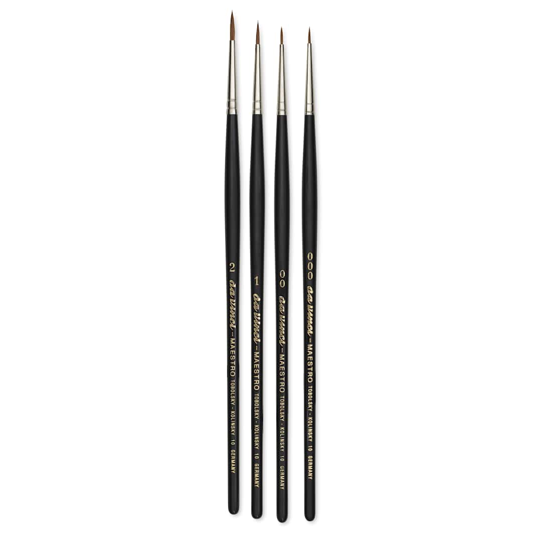 Open in modal - Da Vinci Maestro Kolinsky Brushes - Set of 4, Series 10 Round, Short Handle