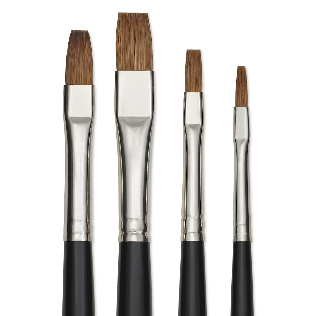 Open in modal - Da Vinci Maestro Kolinsky Brushes - 1311 Flat, Set of 4, close-up