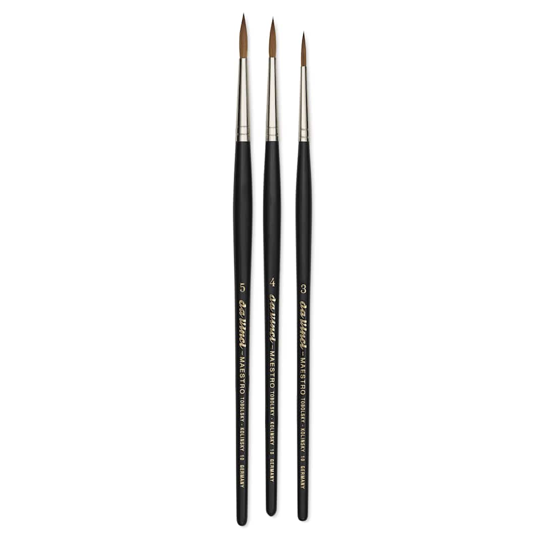 Open in modal - Da Vinci Maestro Kolinsky Brushes - Set of 3, Series 10 Round, Short Handle