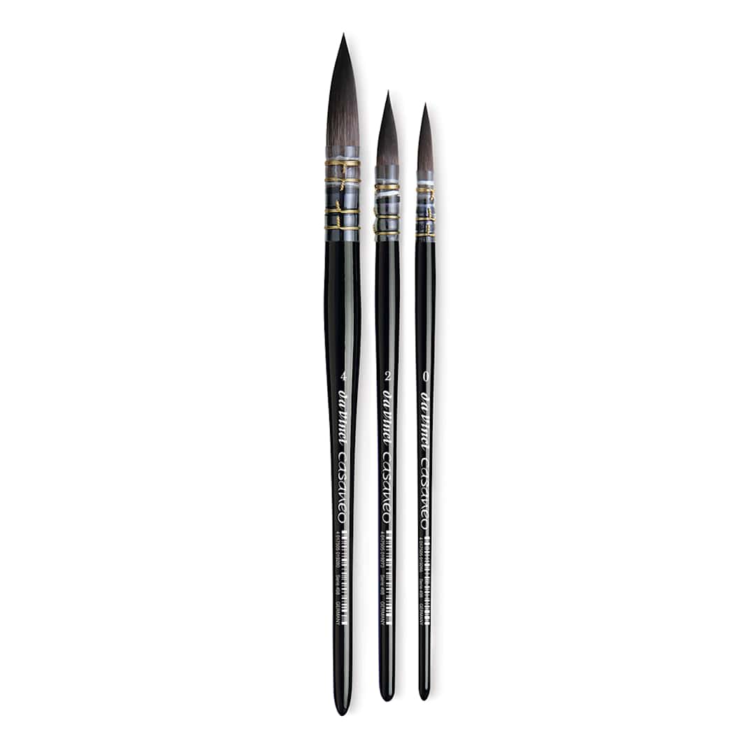 Open in modal - Da Vinci Casaneo Synthetic Squirrel Watercolor Brush - Components of Set of 3 Quills