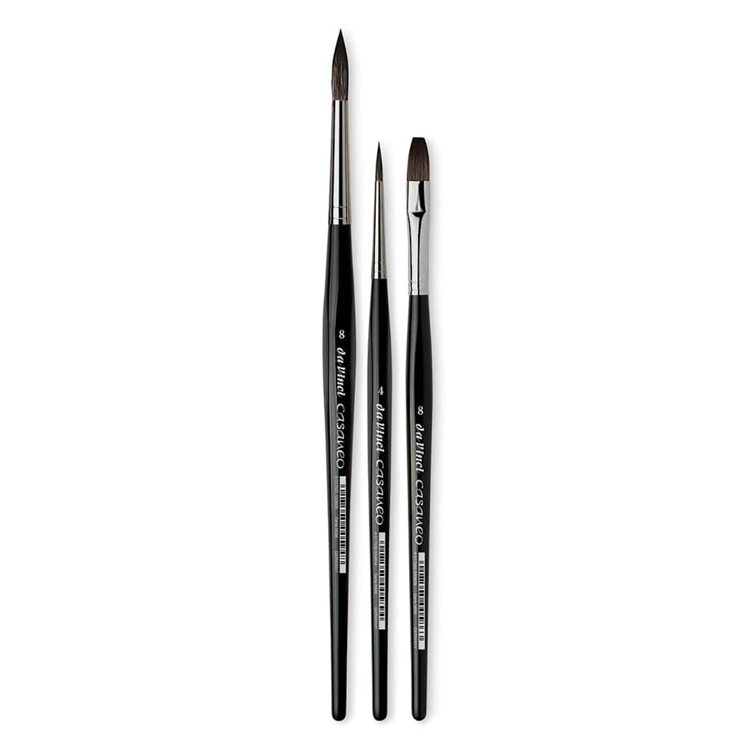 Open in modal - Da Vinci Casaneo Synthetic Squirrel Watercolor Brushes - Components of 3 pc Assorted Set
