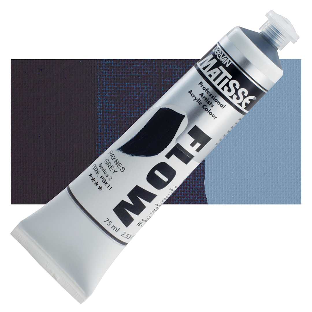 Open in modal - Matisse Flow Acrylic Paint - Payne's Grey, 75 ml tube and swatch