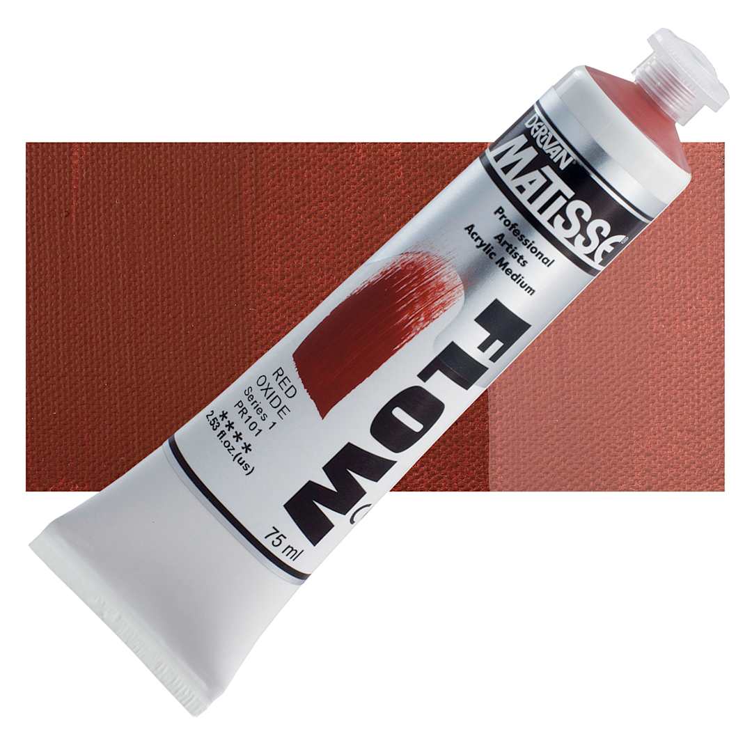 Open in modal - Matisse Flow Acrylic Paint - Red Oxide, 75 ml tube and swatch