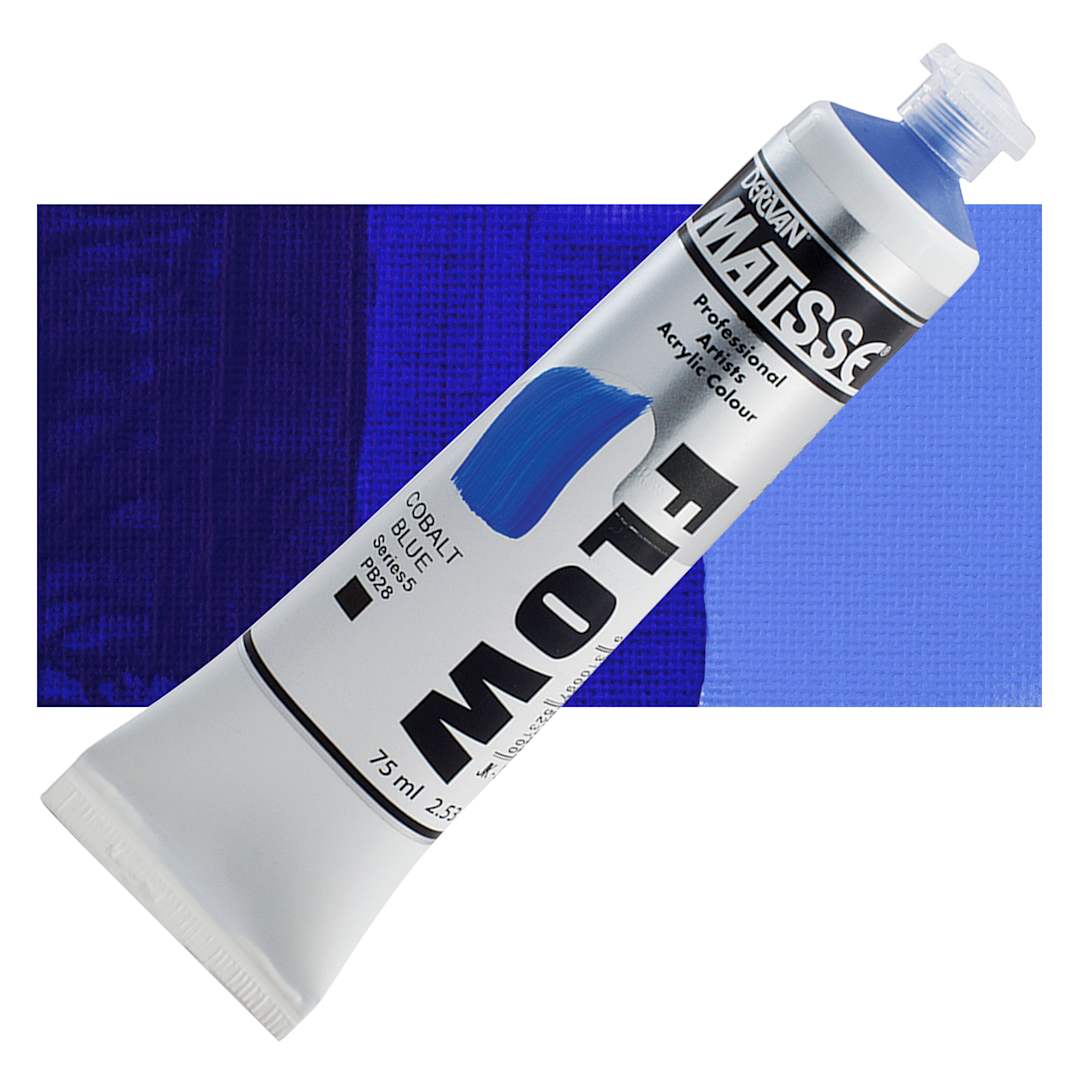 Open in modal - Matisse Flow Acrylic Paint - Cobalt Blue, 75 ml tube and swatch