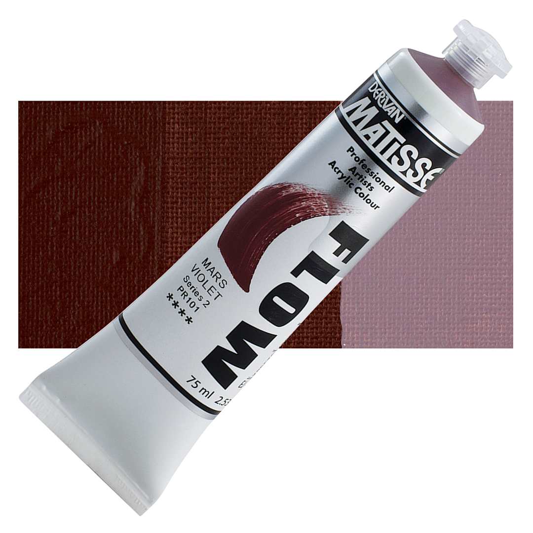Open in modal - Matisse Flow Acrylic Paint - Mars Violet, 75 ml tube and swatch