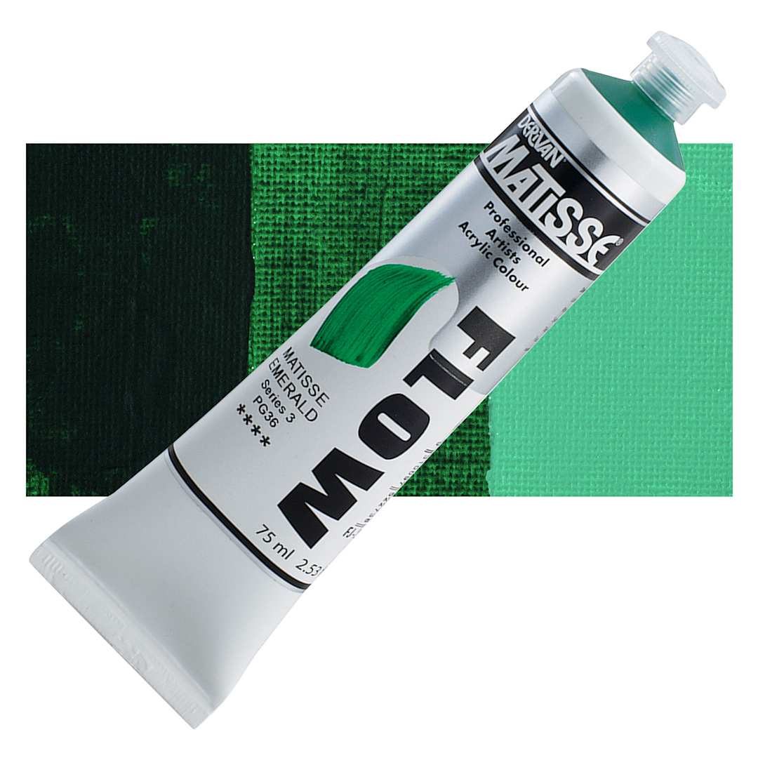 Open in modal - Matisse Flow Acrylic Paint - Matisse Emerald, 75 ml tube and swatch