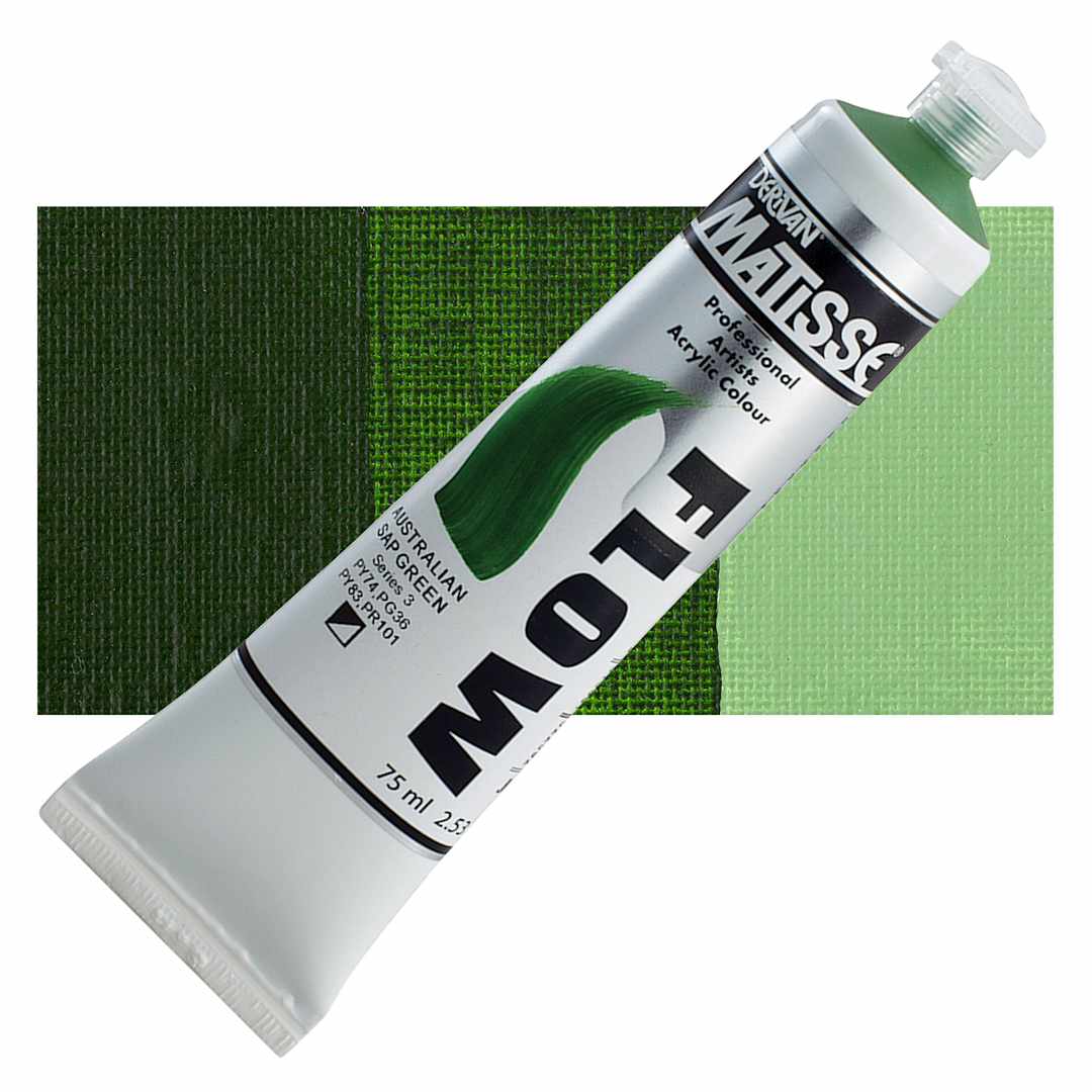 Open in modal - Matisse Flow Acrylic Paint - Australian Sap Green, 75 ml tube and swatch