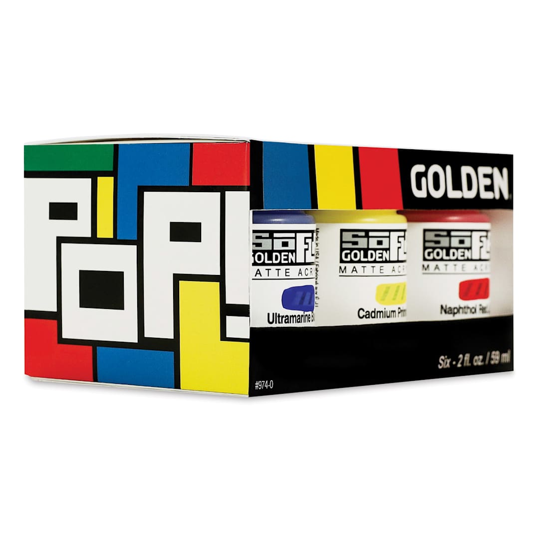 Open in modal - Golden SoFlat Matte Acrylic Paint - Pop, Set of 6, 59 ml, Jar