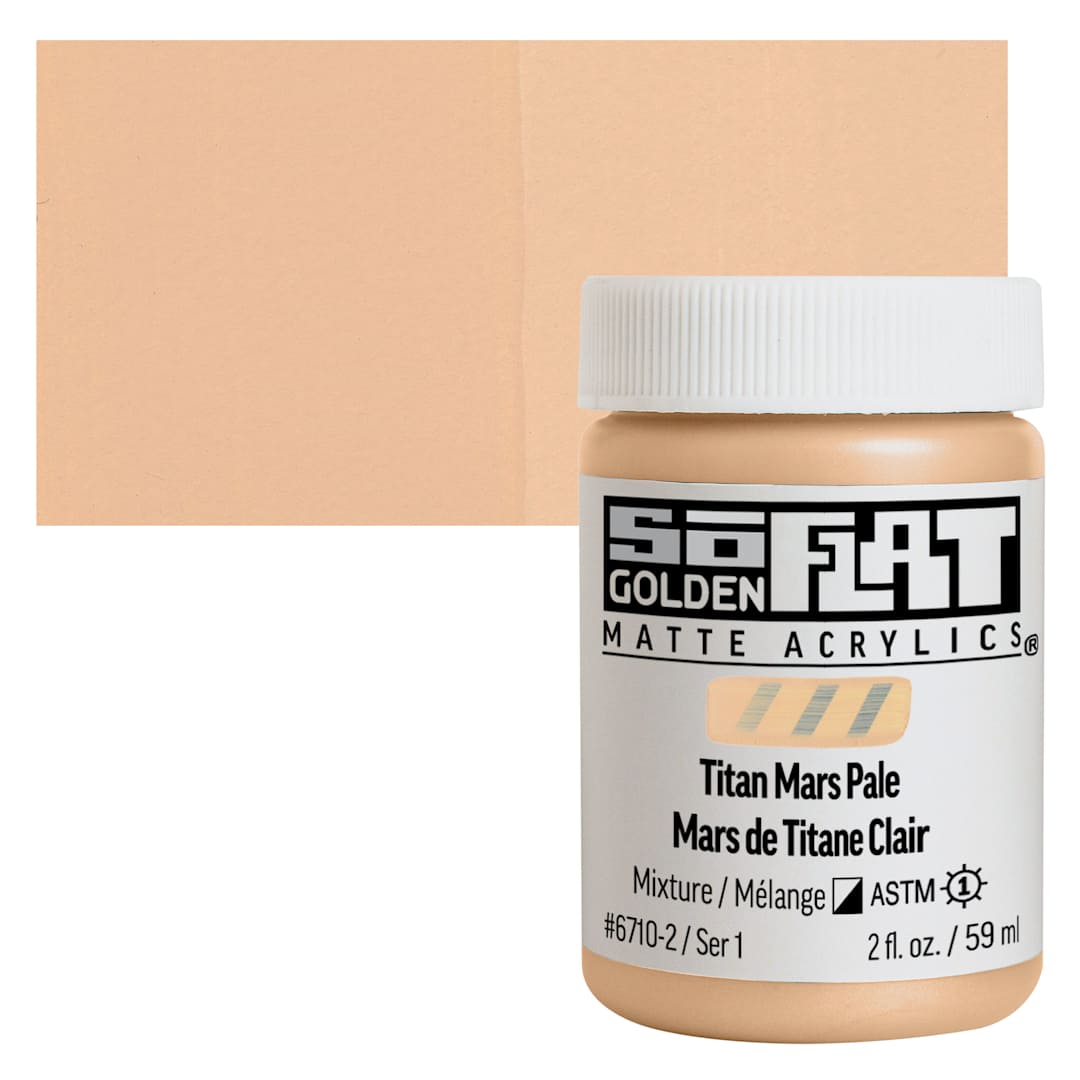 Open in modal - Golden SoFlat Matte Acrylic Paint - Titan Mars Pale, 59 ml, Jar and swatch