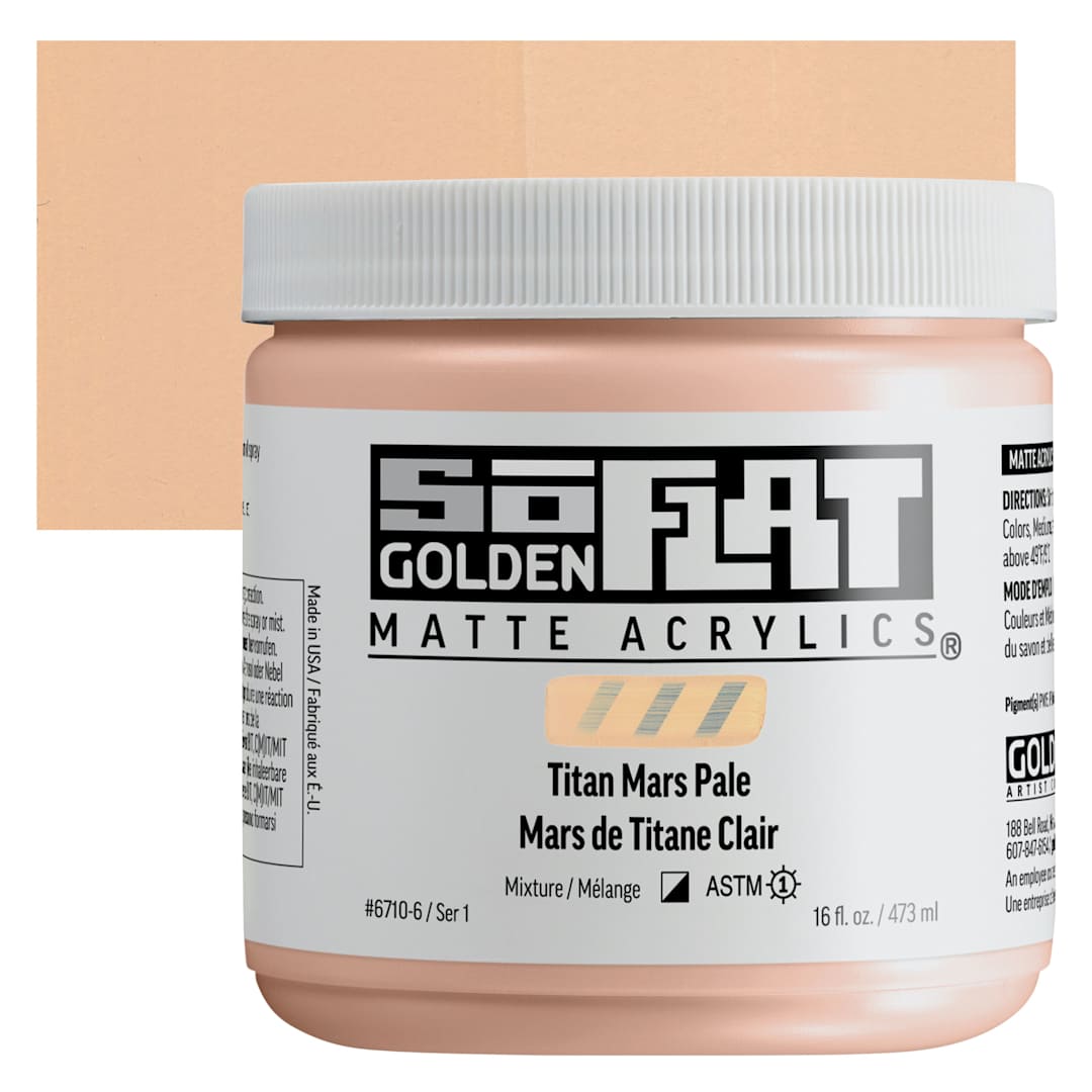 Open in modal - Golden SoFlat Matte Acrylic Paint - Titan Mars Pale, 473 ml, Jar and swatch