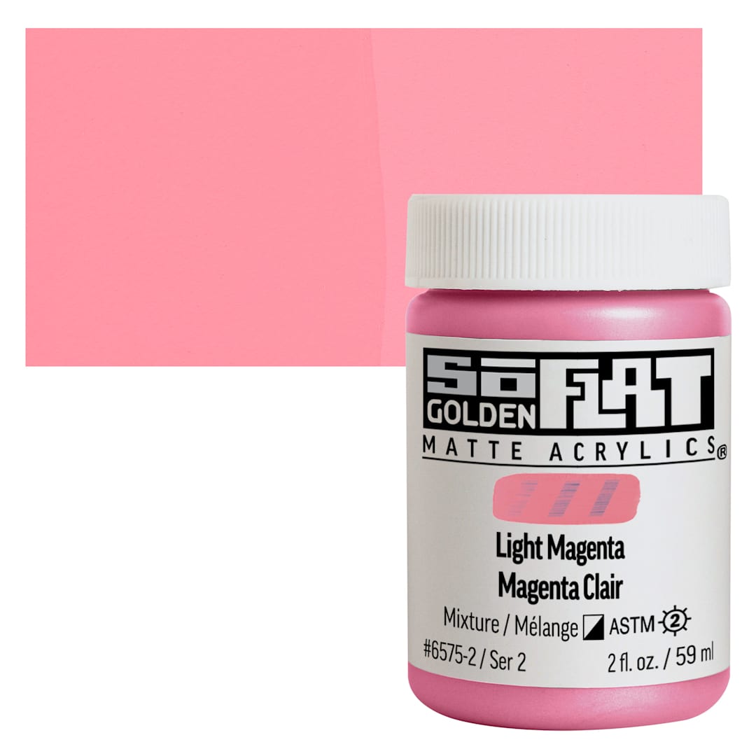 Open in modal - Golden SoFlat Matte Acrylic Paint - Light Magenta, 59 ml, Jar and swatch