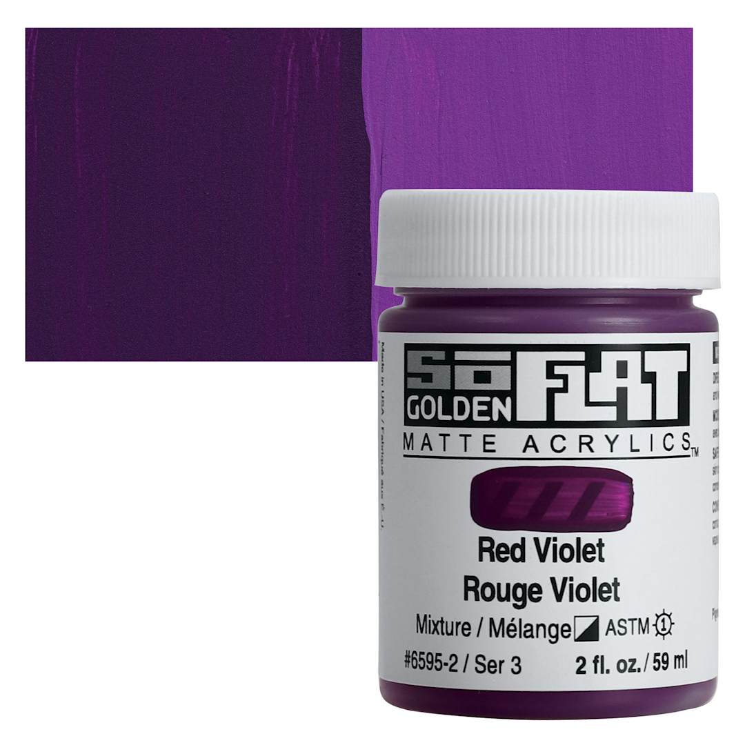 Open in modal - Golden SoFlat Matte Acrylic Paint - Red Violet, 59 ml, Jar and swatch
