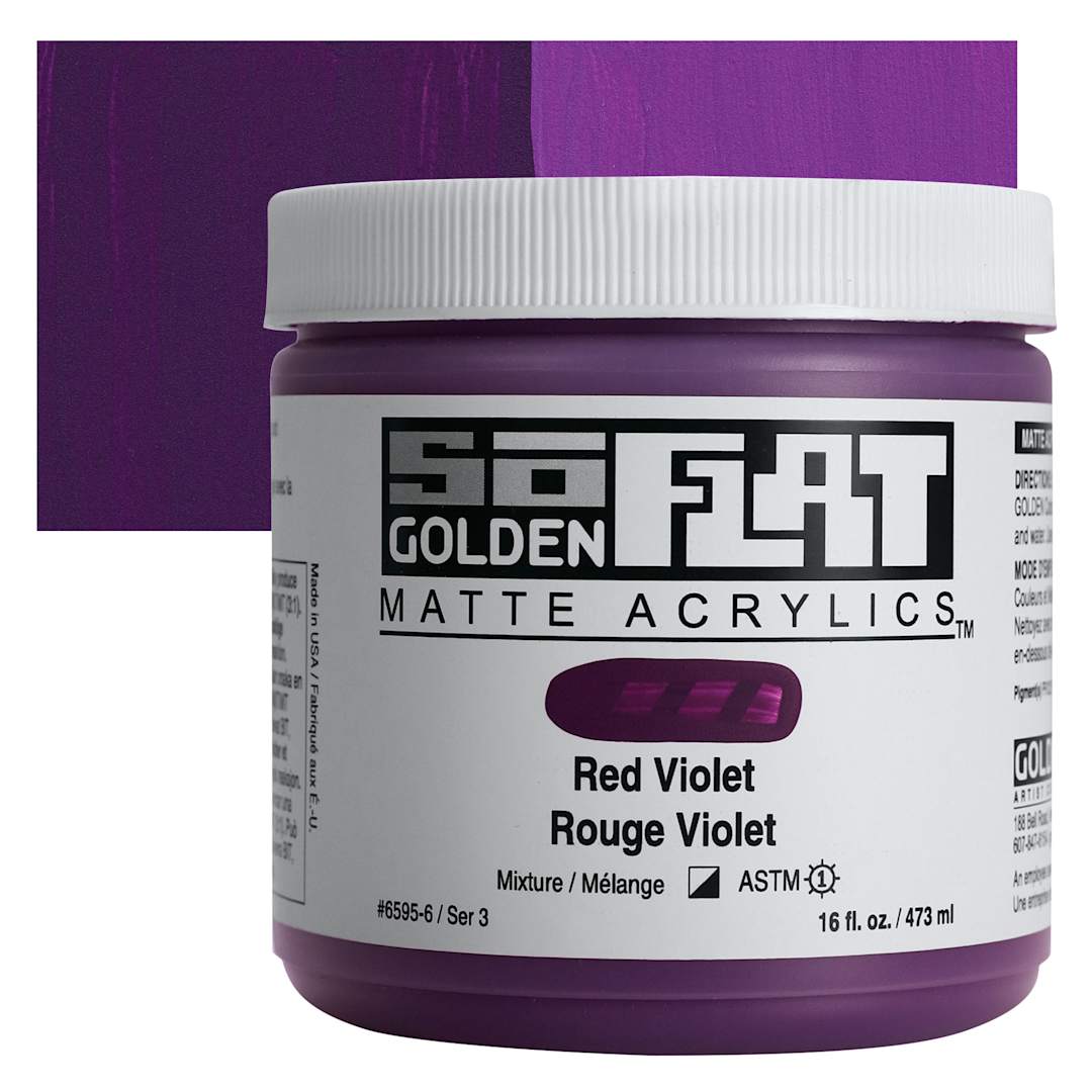 Open in modal - Golden SoFlat Matte Acrylic Paint - Red Violet, 473 ml, Jar and swatch