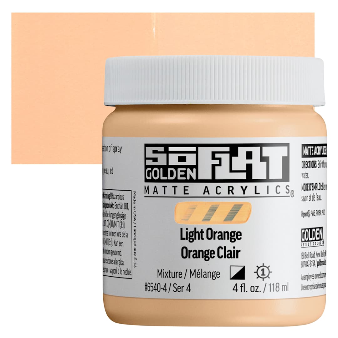Open in modal - Golden SoFlat Matte Acrylic Paint - Light Orange, 118 ml, Jar