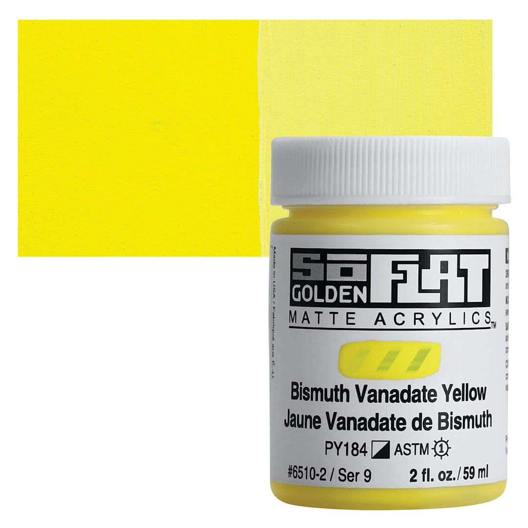 Open in modal - Golden SoFlat Matte Acrylic Paint - Bismuth Vanadate Yellow, 59 ml, Jar and swatch
