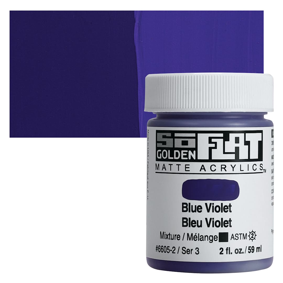 Open in modal - Golden SoFlat Matte Acrylic Paint - Blue Violet, 59 ml, Jar and swatch