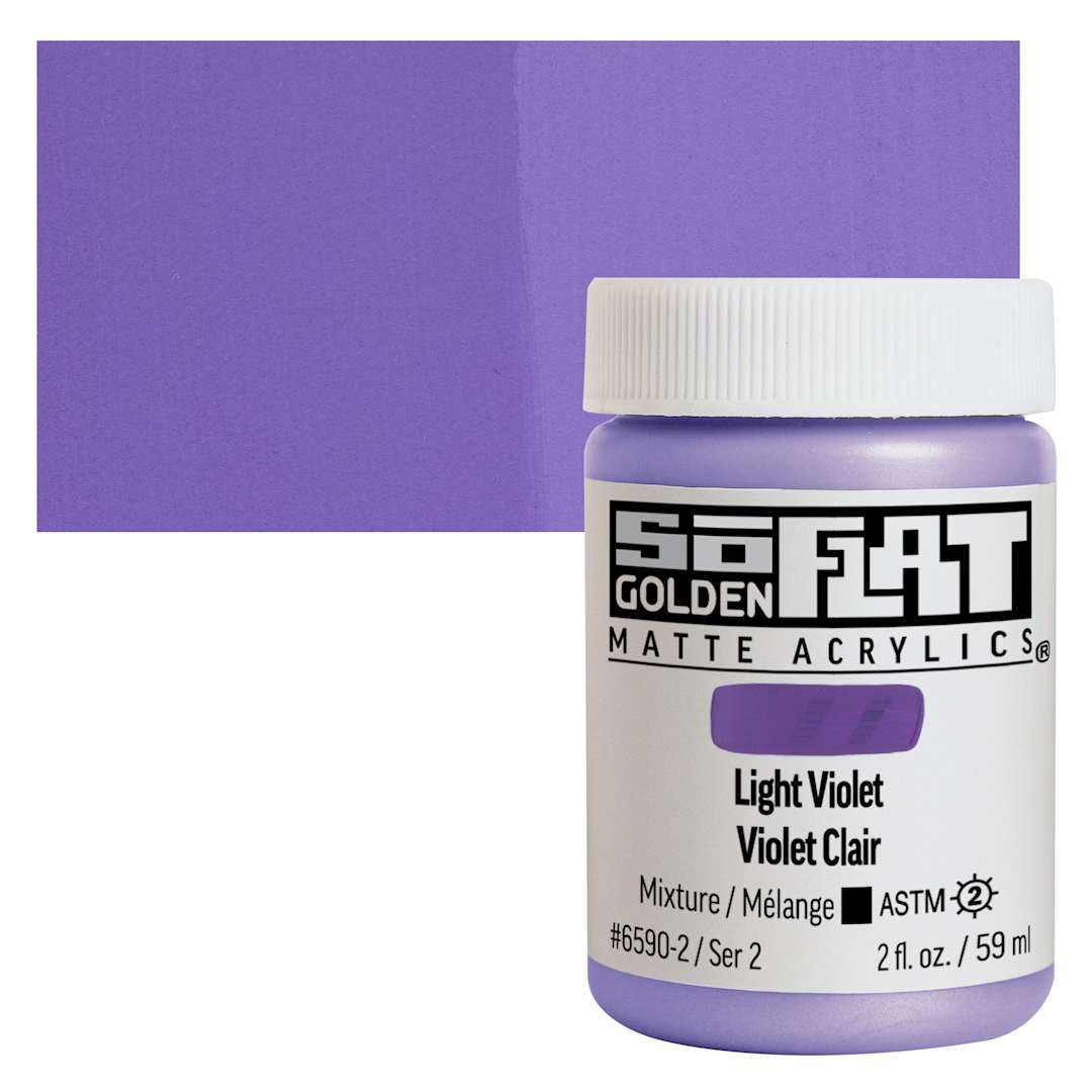 Open in modal - Golden SoFlat Matte Acrylic Paint - Light Violet, 59 ml, Jar and swatch