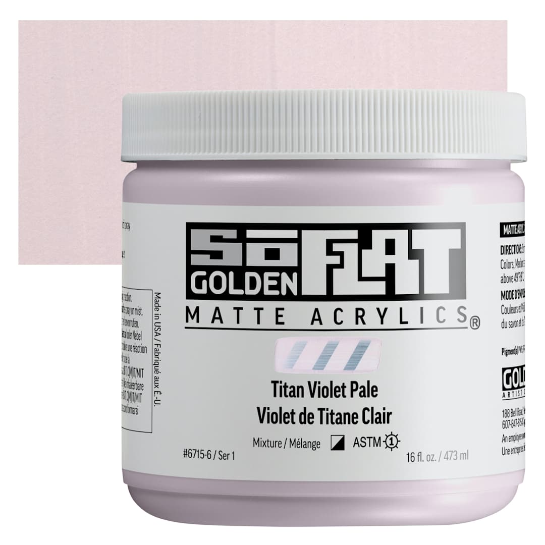 Open in modal - Golden SoFlat Matte Acrylic Paint - Titan Violet Pale, 473 ml, Jar and swatch